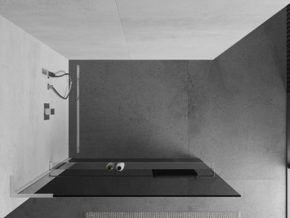 MEXEN/S - Kioto+ L Sprchová zástěna WALK-IN s poličkou a držákem ručníků 70 x 200 cm, grafit, chrom 800-070-123-01-40
