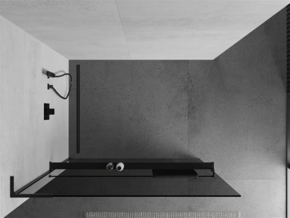 MEXEN/S - Kioto+ L Sprchová zástěna WALK-IN s poličkou a držákem ručníků 70 x 200 cm, grafit, černá 800-070-123-70-40