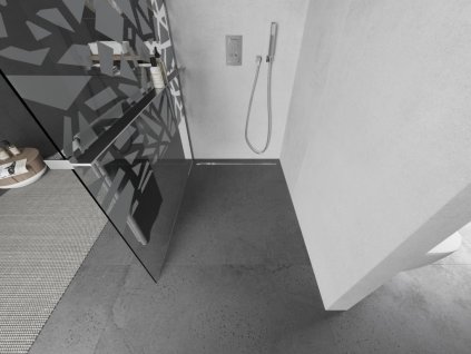MEXEN/S - Kioto+ L Sprchová zástěna WALK-IN s poličkou a držákem ručníků 100 x 200 cm, bílý vzor, chrom 800-100-123-01-85