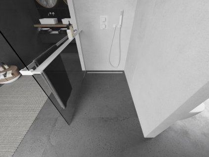 MEXEN/S - Kioto+ L Sprchová zástěna WALK-IN s poličkou a držákem ručníků 50 x 200 cm, transparent, bílá 800-050-123-20-00