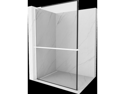 MEXEN/S - Kioto+ L Sprchová zástěna WALK-IN s poličkou a držákem ručníků 60 x 200 cm, černý vzor, bílá 800-060-123-20-70