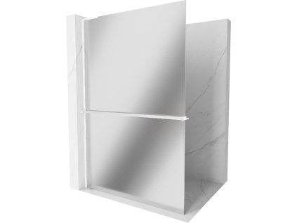 MEXEN/S - Kioto+ L Sprchová zástěna WALK-IN s poličkou a držákem ručníků 90 x 200 cm, zrcadlová, bílá 800-090-123-20-50