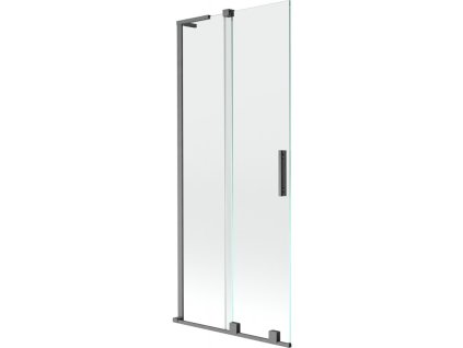 MEXEN/S - Velar L dvoukřídlá posuvná vanová zástěna 80 x 150 cm, transparent, grafit kartáčovaná 896-080-003-01-66