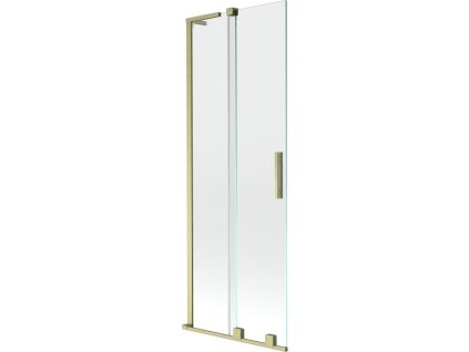 MEXEN/S - Velar L dvoukřídlá posuvná vanová zástěna 70 x 150 cm, transparent, zlatá kartáčovaná 896-070-003-01-55