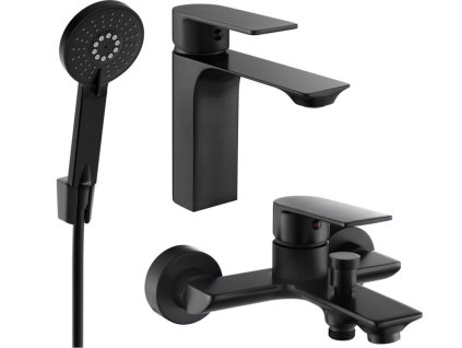 MEXEN/S - Alexa SET umyvadlová + vanová baterie s příslušenstvím R40, černá 71203R40-70