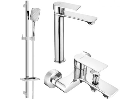 MEXEN/S - Royo DQ62 Set umyvadlové a vanové baterie s příslušenstvím, chrom 72213DQ62-00