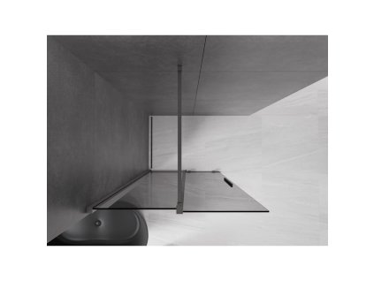 MEXEN/S - Velar Sprchová zástěna posuvná Walk-in 110 x 200 cm, grafit 8 mm, grafit kartáčovaná 871-110-000-43-66
