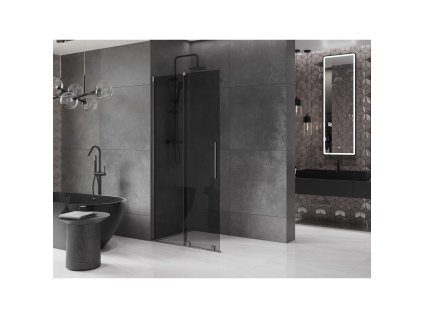 MEXEN/S - Velar Sprchová zástěna posuvná Walk-in 120 x 200 cm, grafit 8 mm, grafit kartáčovaná 871-120-000-43-66