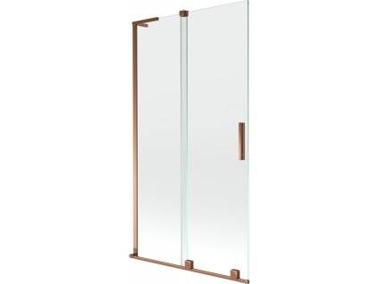 MEXEN/S - Velar L dvoukřídlá posuvná vanová zástěna 100 x 150 cm, transparent, růžové zlato 896-100-003-01-60