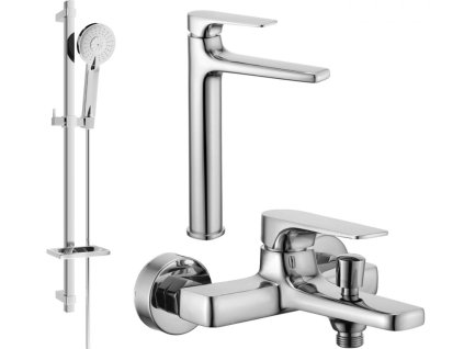 MEXEN/S - Lynx DQ40 Set umyvadlové a vanové baterie s příslušenstvím, chrom 745913DQ40-00