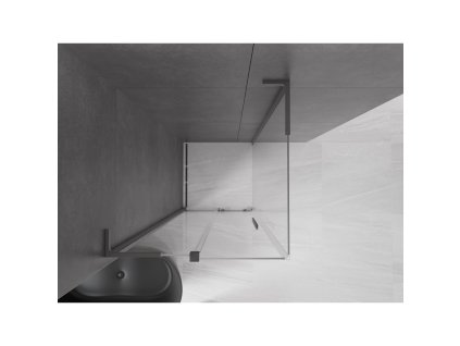 MEXEN/S - Velar L sprchový kout, posuvné dveře 110 x 110 cm, transparent, grafit metal 871-110-110-03-95