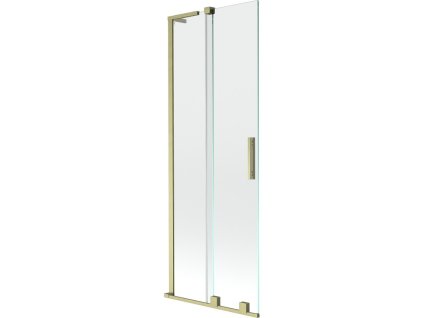 MEXEN/S - Velar L dvoukřídlá posuvná vanová zástěna 75 x 150 cm, transparent, zlatá kartáčovaná 896-075-003-01-55