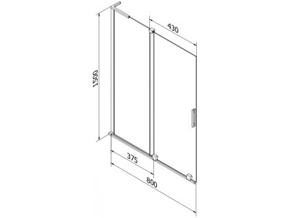 MEXEN/S - Velar L dvoukřídlá posuvná vanová zástěna 80 x 150 cm, transparent, zlatá kartáčovaná 896-080-003-01-55
