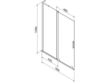 MEXEN/S - Velar L dvoukřídlá posuvná vanová zástěna 90 x 150 cm, transparent, zlatá kartáčovaná 896-090-003-01-55
