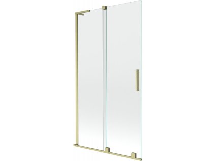 MEXEN/S - Velar L dvoukřídlá posuvná vanová zástěna 100 x 150 cm, transparent, zlatá kartáčovaná 896-100-003-01-55