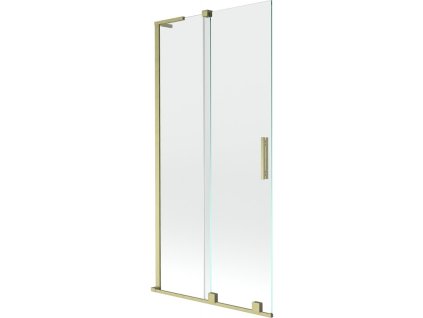 MEXEN/S - Velar L dvoukřídlá posuvná vanová zástěna 95 x 150 cm, transparent, zlatá kartáčovaná 896-095-003-01-55