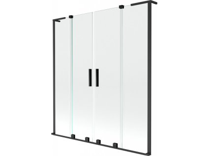 MEXEN/S - Velar L Duo dvoukřídlá posuvná vanová zástěna 150 x 150 cm, transparent, černá 896-150-003-02-70