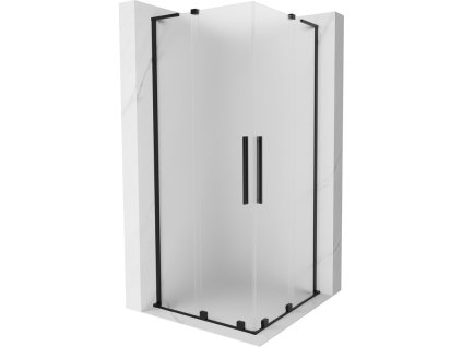 MEXEN/S - Velar L Duo sprchový kout, posuvné dveře 100 x 100 cm, dekor, černá 871-100-100-02-33-70