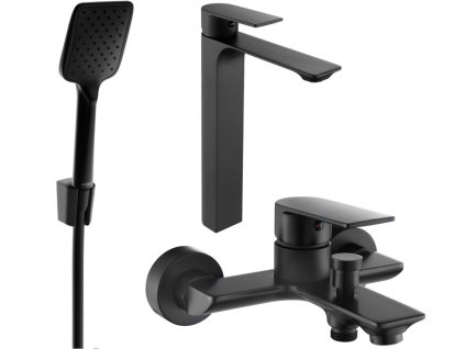 MEXEN/S - Alexa SET umyvadlová + vanová baterie s příslušenstvím R62, černá 71213R62-70
