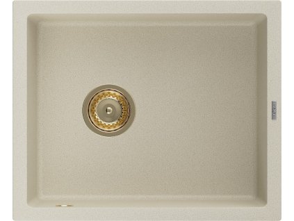 MEXEN/S - Pedro granitový dřez 1-miska 560 x 460 mm, béžová, sifon zlatá 6508561000-69-G