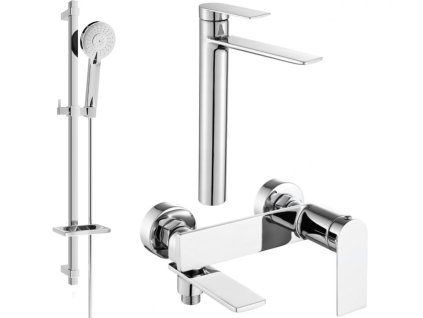 MEXEN/S - Zero SET umyvadlová + vanová baterie s příslušenstvím DQ40, chrom 7113DQ40-00