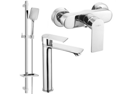 MEXEN/S - Royo DQ62 Set umyvadlové a sprchová baterie s příslušenstvím, chrom 72214DQ62-00