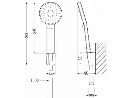MEXEN/S - Zero SET umyvadlová + vanová baterie s příslušenstvím R40, chrom 71103R40-00