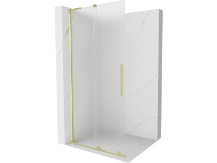 MEXEN/S - Velar L Sprchová zástěna posuvná Walk-in 110 x 200 cm, dekor 8 mm, zlato kartáčovaná 871-110-003-33-55