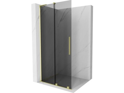 MEXEN/S - Velar L Sprchová zástěna posuvná Walk-in 110 x 200 cm, grafit 8 mm, zlato kartáčovaná 871-110-003-43-55