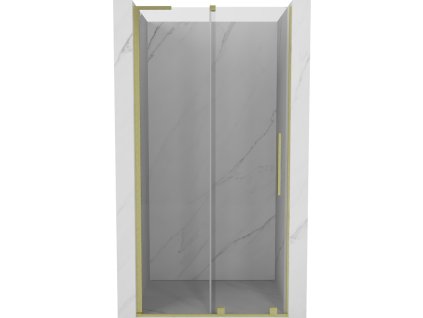 MEXEN/S - Velar L posuvné sprchové dveře 90 cm, transparent, zlatá kartáčovaná 871-090-003-01-55