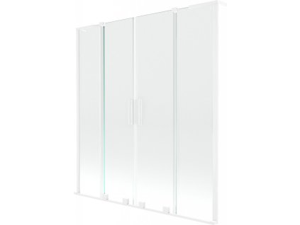 MEXEN/S - Velar L Duo dvoukřídlá posuvná vanová zástěna 160 x 150 cm, transparent, bílá 896-160-003-02-20
