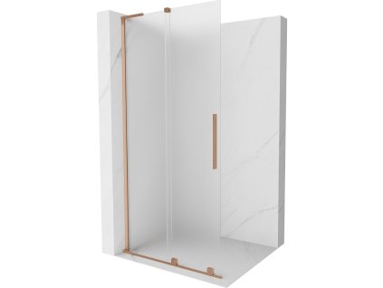 MEXEN/S - Velar L Sprchová zástěna posuvná Walk-in 100 x 200 cm, dekor 8 mm, měď kartáčovaná 871-100-003-33-65
