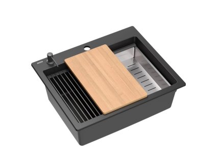 Quadron - Granitový dřez KURT 110 WORKSTATION Black ZLE-09600