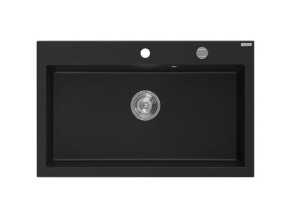 MEXEN - Elix granitový dřez 1-miska 800 x 500 mm, černá, sifon chrom 6527801005-77