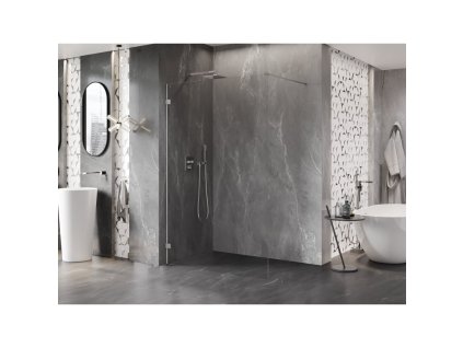 MEXEN/S - Lunar Sprchová zástěna WALK-IN levá 60 x 200 cm, transparent 8 mm, nikl kartáčovaný 830-060-000-97-00-L