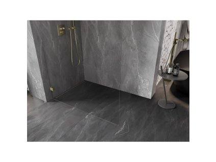 MEXEN/S - Lunar Sprchová zástěna WALK-IN levá 70 x 200 cm, transparent 8 mm, zlato kartáčovaná 830-070-000-55-00-L