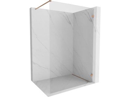 MEXEN/S - Lunar Sprchová zástěna WALK-IN pravá 130 x 200 cm, transparent 8 mm, měď kartáčovaná 830-130-000-65-00-P