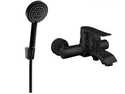 MEXEN/S - Pecos R75 vanová baterie se sprchou set, černá 7273R75-70