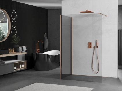 MEXEN/S - Kioto Sprchová zástěna WALK-IN 120 x 120 cm, transparent, měď kartáčovaná 800-120-212-65-00-120