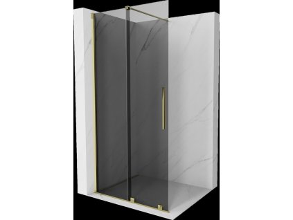 MEXEN/S - Velar Sprchová zástěna posuvná Walk-in 110 x 200 cm, grafit 8 mm, zlato 871-110-000-43-50