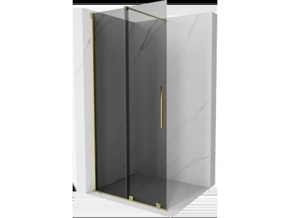 MEXEN/S - Velar Sprchová zástěna posuvná Walk-in 120 x 200 cm, grafit 8 mm, zlato 871-120-000-43-50