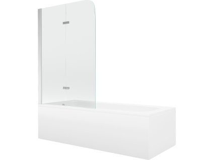MEXEN/S - Vega obdélníková vana 150 x 70 cm s panelem  + vanová zástěna 100, transparent, chrom 550115070X9010020100
