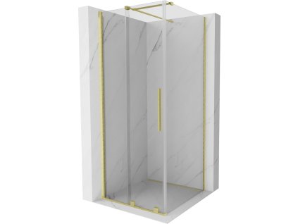 MEXEN/S - Velar sprchový kout 90 x 90, transparent, zlatá kartáčovaná 871-090-090-01-55