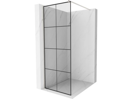MEXEN/S - Kioto Sprchová zástěna WALK-IN 70 x 200, černý vzor 8 mm, nikl kartáčovaná 800-070-101-97-77