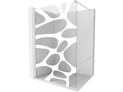 MEXEN/S - Kioto Sprchová zástěna Walk-in 70 x 200, bílý vzor 8 mm, nikl kartáčovaná 800-070-101-97-97