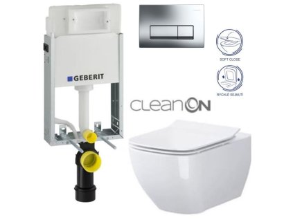 GEBERIT KOMBIFIXBasic vč. chromového tlačítka DELTA 51 + WC CERSANIT VIRGO CLEANON + SEDÁTKO 110.100.00.1 51CR ME1
