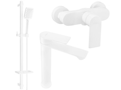 MEXEN/S - Royo DQ62 Set umyvadlové a sprchová baterie s příslušenstvím, bílá - 72214DQ-62-20 72214DQ62-20