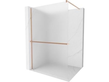 MEXEN/S - Kioto+ Sprchová zástěna s poličkou WALK-IN 100 x 200, dekor, měď kartáčovaná 800-100-121-65-30