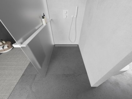 MEXEN/S - Kioto+ L Sprchová zástěna WALK-IN s poličkou a držákem ručníků 90 x 200, dekor, bílá 800-090-123-20-30