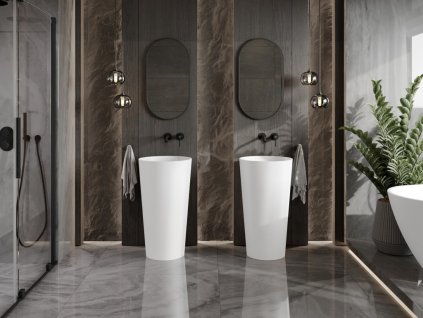 MEXEN - Onyx-01 Volně stojící umyvadlo z litého mramoru 45 x 45, bílá mat 26524500